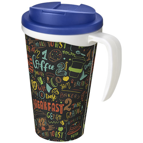 Mug isolant publicitaire 350ml Americano® Blanc / Bleu